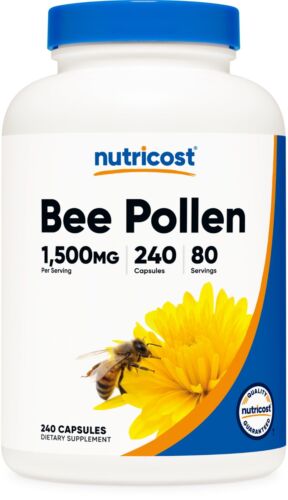 Nutricost Bee Pollen (240 Capsules, 80 Servings) (1,500MG Per Serving) – Non-GMO