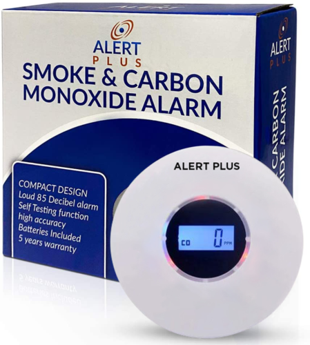 3 Pack Smoke and Carbon Monoxide Detector – with LCD Display, Battery Operated