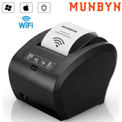 MUNBYN WiFi POS Receipt Printer 80mm Thermal USB/Lan/Serial/Cash Drawer Port ESC