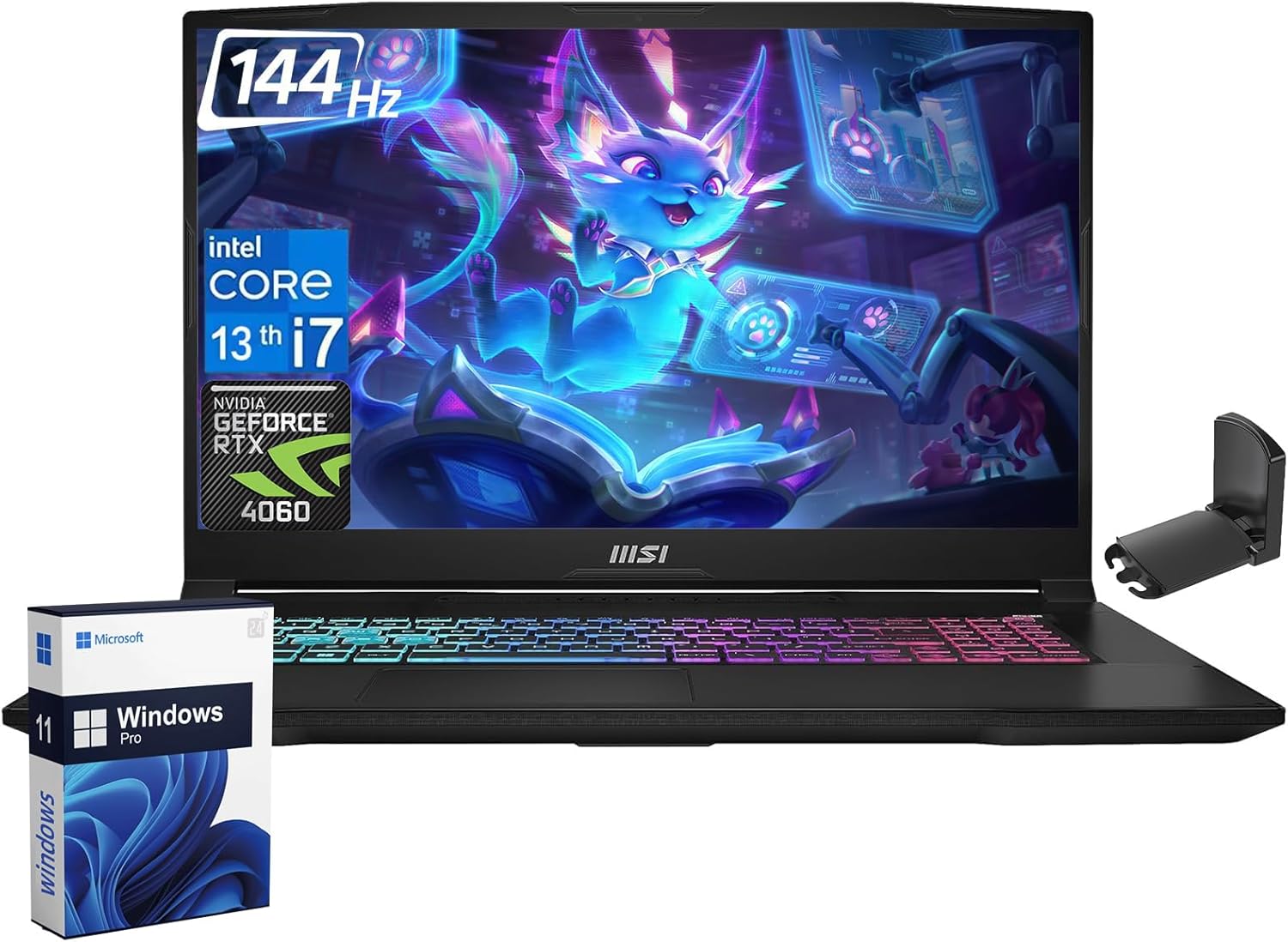 MSI Katana 17 Gaming Laptop, 17.3″ 144Hz Display, Intel 10-Cores i7-13620H, GeForce RTX 4060, 32GB DDR5, 1TB SSD, USB-Type C, Windows 11 Pro, with Headphone Stand