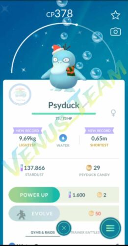 Pokémon Go  Shiny Holiday Psyduck  P T C  20k Dust