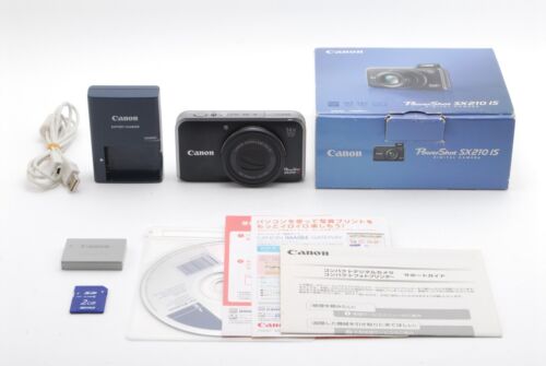 【MINT】 Canon PowerShot SX210 IS Compact Digital Camera Black w/SD card JAPAN