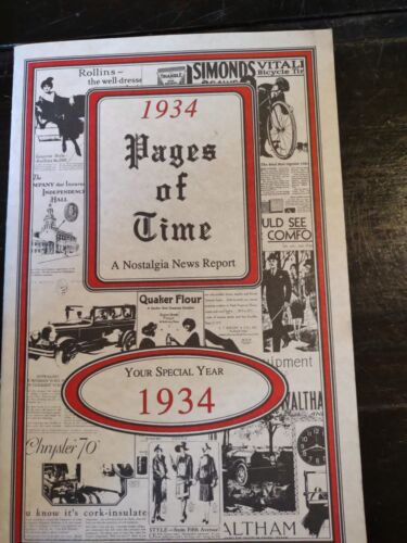 1934 Pages of Time Nostalgia News Report Book Advertisements Birthday Year