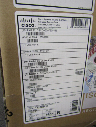 New cisco  CS-DESKPRO-K9 WebEx Desk Pro Collab Device TTC7-27