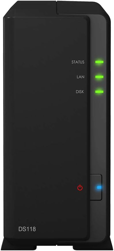 Synology DiskStation DS118 Mini Desktop NAS Server, Realtek RTD1296 Quad-Core, 1GB DDR4 Synology SDRAM, 500GB SSD, Synology DSM Software