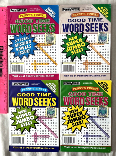 Lot of 4 PENNY PRESS Penny’s Finest GOOD TIME WORD SEEKS PUZZLES w FREE SHIPPING