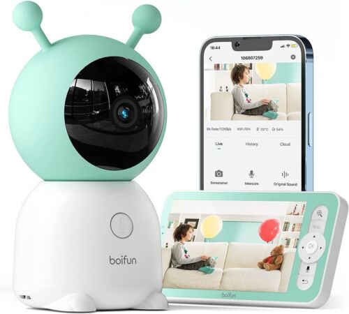 BOIFUN 2K 5″ Video Baby Monitor WiFi, 360 View Baby Camera with Night Light,PTZ