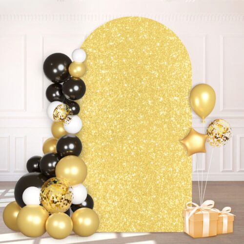 Gold Arch Cover 7.2FT Sequin Wedding Arch Cover Spandex Fitted Arch Backdrop …