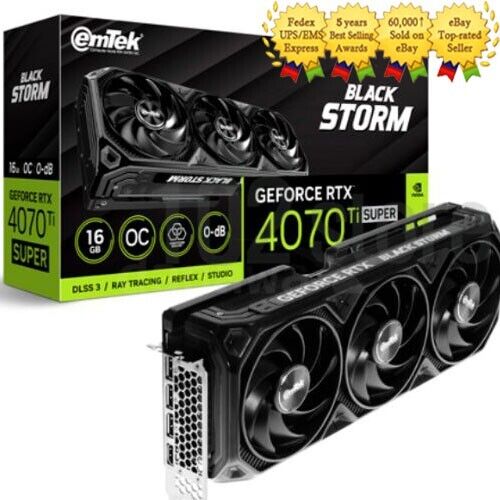 emTek NVIDIA GeForce RTX 4070 Ti SUPER BLACK STORM OC D6X 16GB Graphics Card