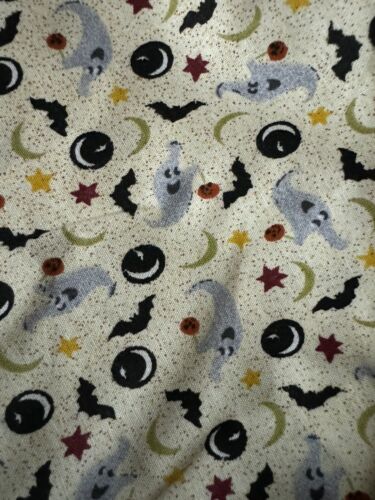 Smiling Ghosts bats, cats, & moons Cotton Fabric 2 Yards Long Vintage Data 2002