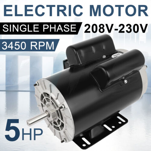 Electric Motor 5HP General Purpose 56 Frame 3450RPM Single Phase 60HZ 208-230V