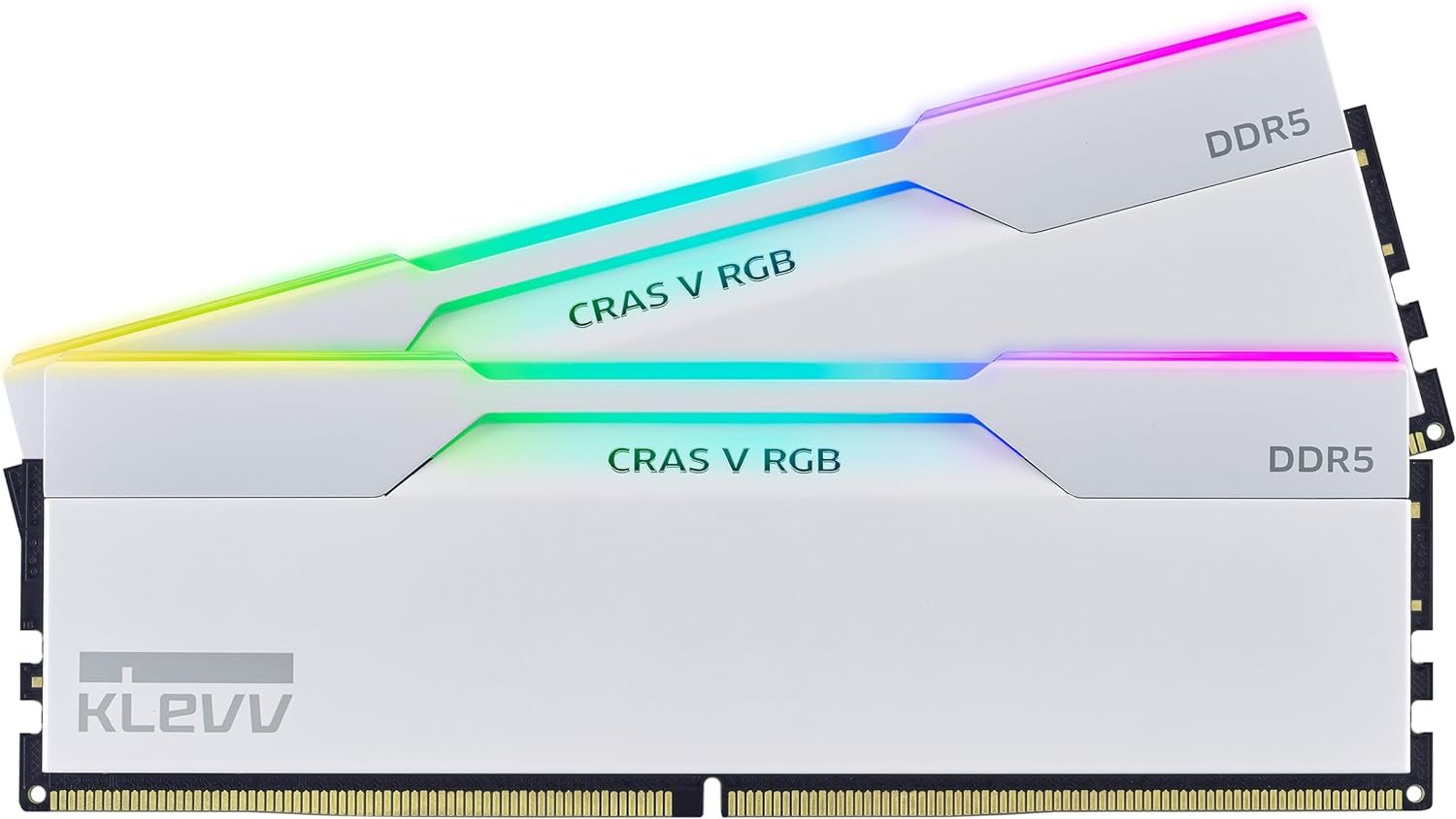 KLEVV CRAS V RGB DDR5 32GB (2x16GB) 6400MHz CL32 A-DIE 1.35V Gaming Desktop Ram Memory SK Hynix Chip XMP 3.0 / AMD Expo Ready – White (KD5AGUA80-64A320J)