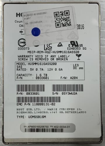 HUSMM1616ASS200 HGST 1.6TB SSD SAS 2.5″ 12Gbps HITACHI Solid State Drive