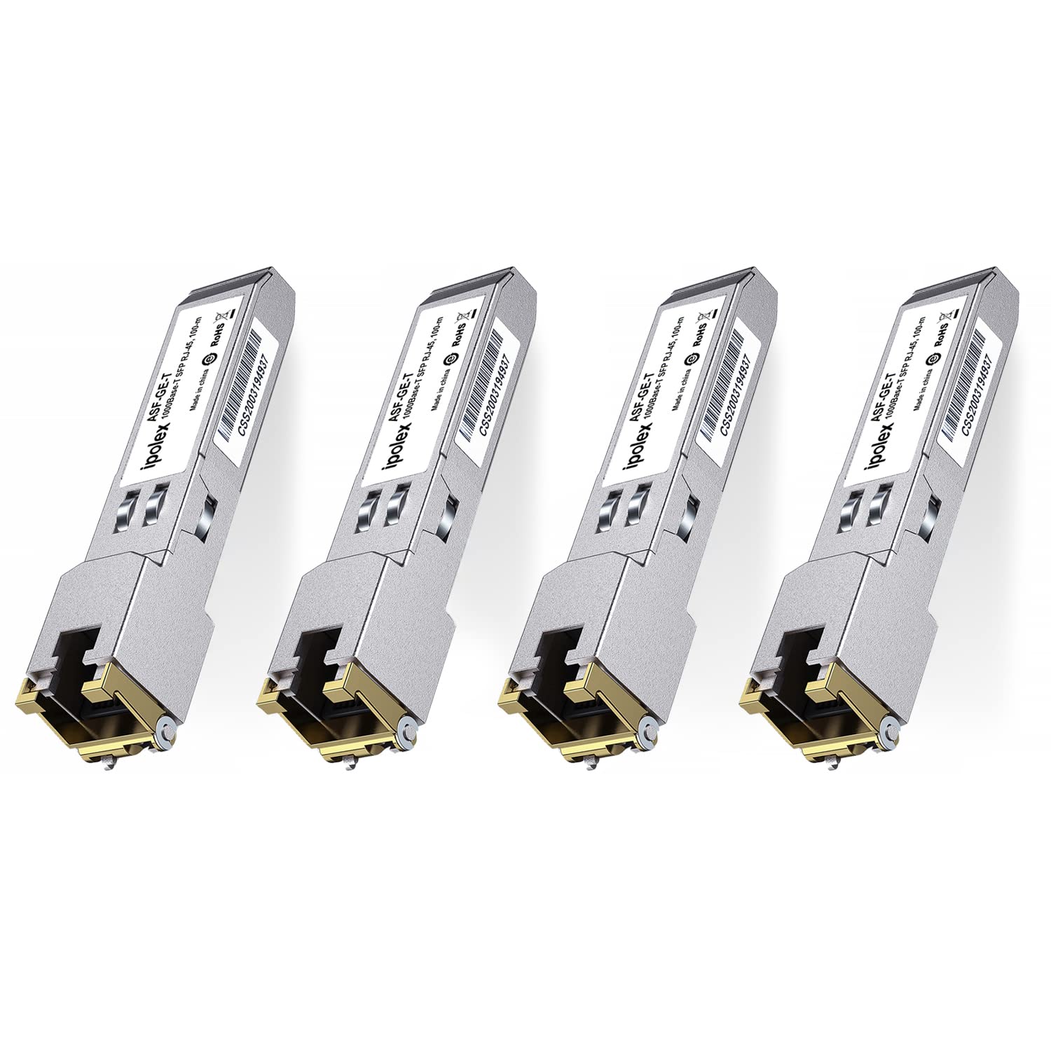 4 Pack Gigabit SFP to RJ45 Copper SFP Transceiver, 1.25G SFP-T Copper Ethernet Module, 1000Base-T Mini GBIC for Cisco, Ubiquiti UF-RJ45-1G, Mikrotik, Intel, Fortinet, Netgear (CAT5e/6/6a,100m)