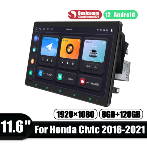 11.6″ 1920*1080P Ultra-thin Screen 8+128GB Android12 Radio for Honda Civic 2016+