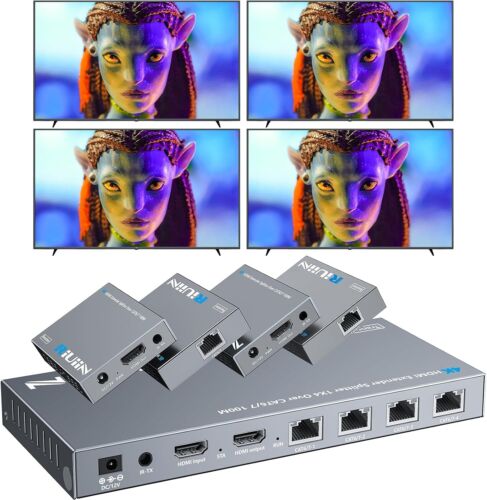 HDMI Extender Splitter Over Cat6/7 up to 100M(328fts), 4K@30Hz Zero Latency