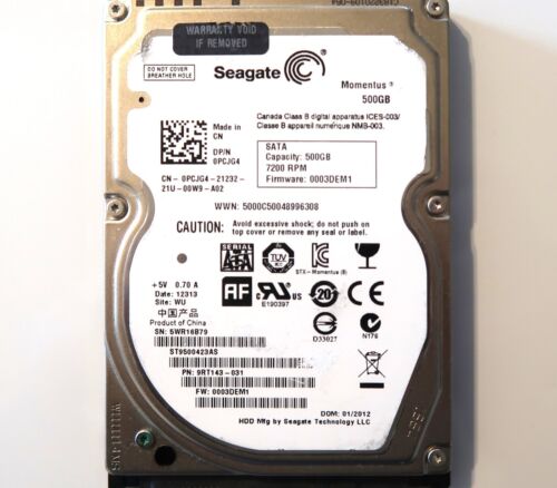 Seagate ST9500423AS 9RT143-031 0003DEM1 (5WR1) WU China 500gb 2.5″ Sata 01/2012