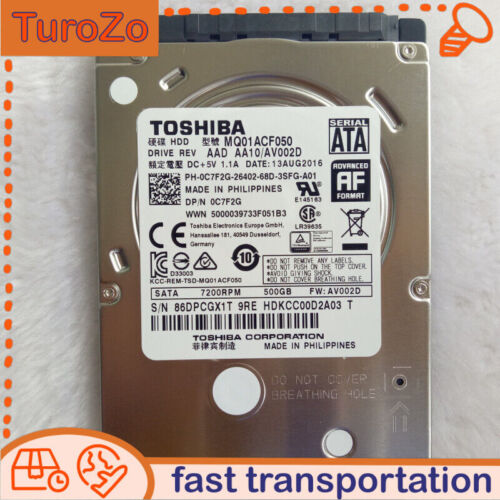 Toshiba 500GB SATA 7200 RPM, MQ01ACF050 2.5  Laptop HDD