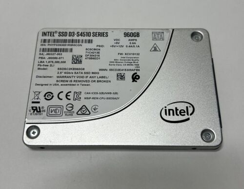 Intel D3-S4510 Series 960GB 2.5″ Laptop SSD SATA Solid State Drive SSDSC2KB960G8