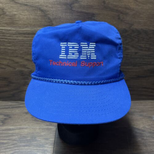 Vintage IBM Technical Support Blue Embroidered SnapBack Hat Adjustable