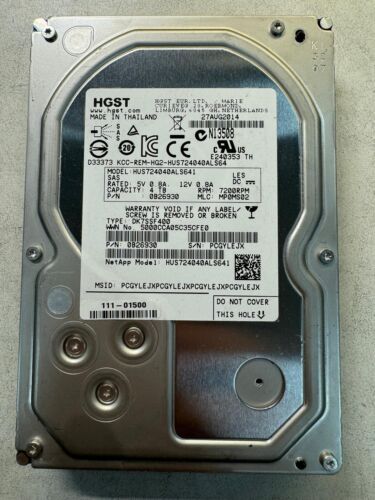 NetApp 4TB 111-01500 HUS724040ALS641 0B26930 6 Gb/s SAS Server Hard Drives