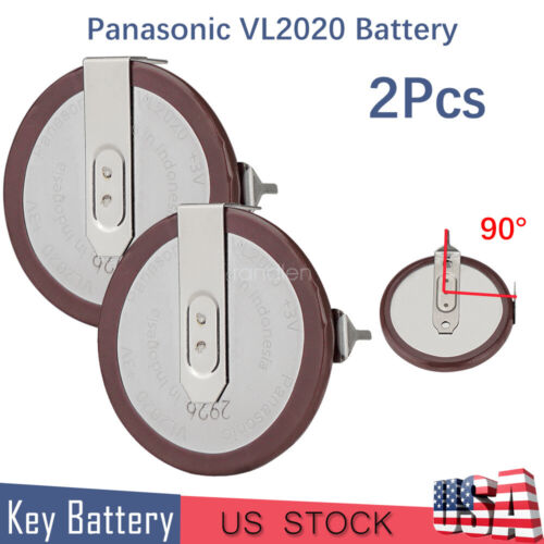 2 Battery VL2020 Rechargeable Panasonic 90 degree Repair For BMW Key Remote Fob