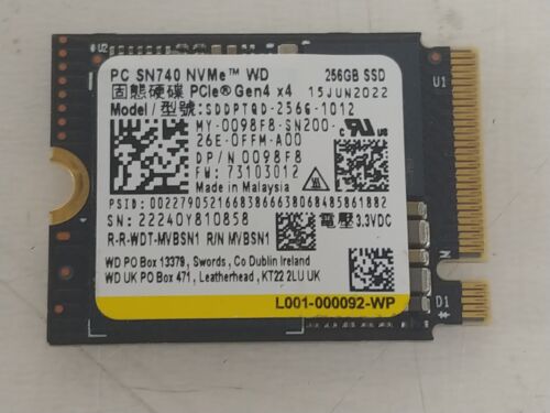 Western Digital SN740 SDDPTQD-256G 256 GB NVMe 30mm Solid State Drive