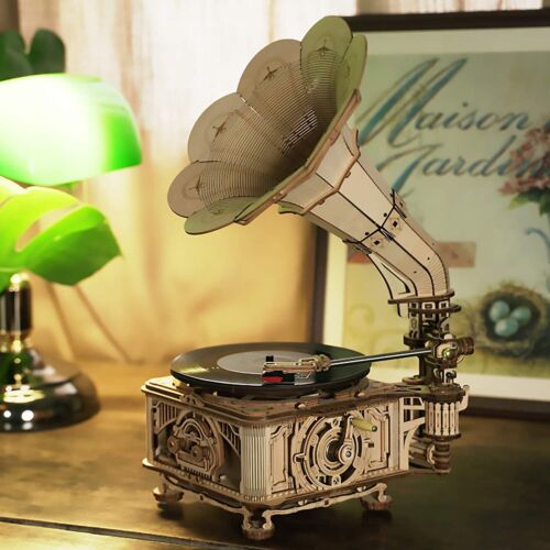 ROKR 3D Wooden Puzzle Classical Mechanical Gramophone Model Kit Gift for Adults