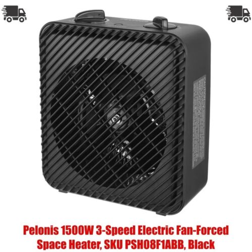 Pelonis 1500W 3-Speed Electric Fan-Forced Space Heater, SKU PSH08F1ABB, Black