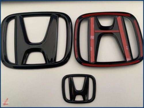 3PCS For 2022-UP Civic 11th Glossy Black Front Griile Emblem Rear Badge