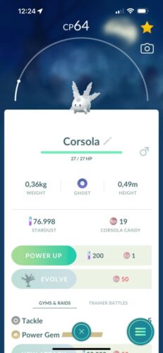 Pokémon Go Corsola Galarian (NON shiny) – TRADE 20k stardust