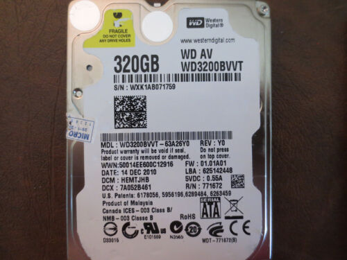 Western Digital WD3200BVVT-63A26Y0 DCM:HEMTJHB 320gb 2.5″ Sata Hard drive