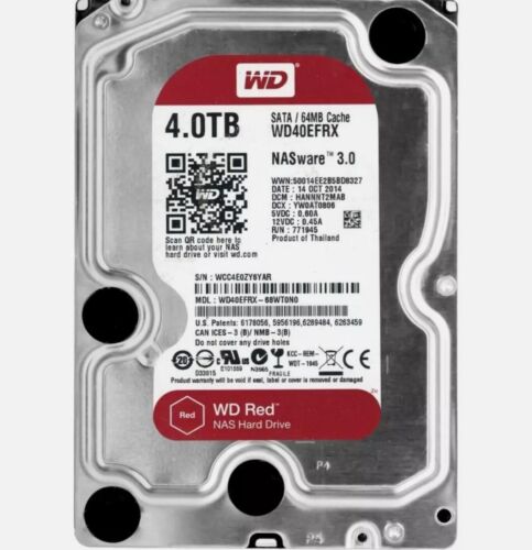 Western Digital Red 4TB WD40EFRX 5400RPM SATA 3.5″ Internal NAS Hard Disk Drive