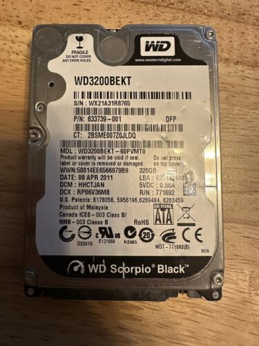 WD Scorpio Black WD3200BEKT- 60PVMTO 320GB Hard Drive