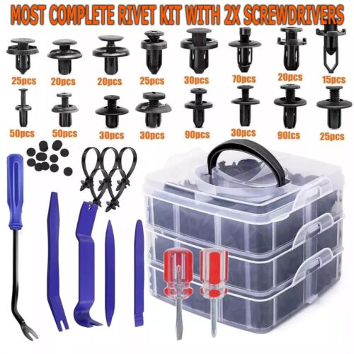 652Pcs Car Retainer Auto Fasteners Push Trim Plastic Clips Pin Rivet Bumper Kit