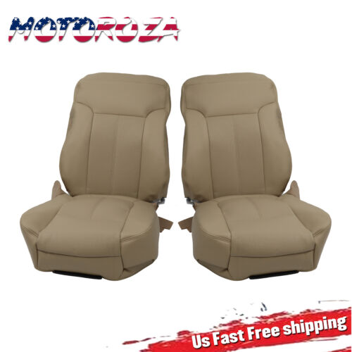 For 2011-2016 Ford F250 F350 Lariat Front Leather Bottom & Top AC Seat Cover Tan