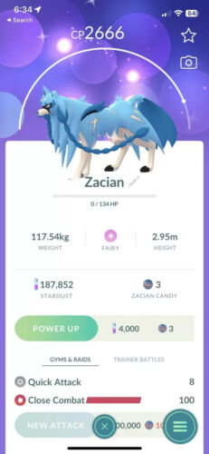 – Shiny Zacian – PTC have 80.000 stardust – Description