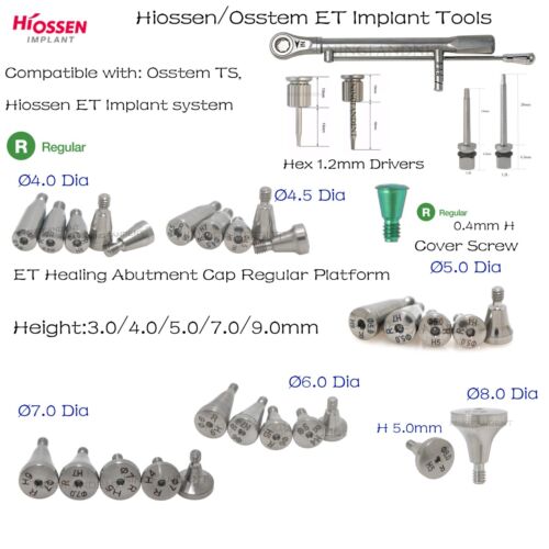 Healing Cap Abutments Regular Platform Implant Drive Tools For Hiossen Osstem ET