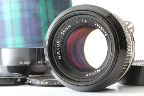 [Near MINT w/HOOD, Filter,Caps] Nikon NIKKOR 50mm F/1.4 Ai Lens from Japan