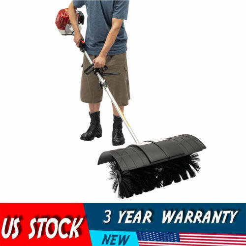 Gas Power Handheld Sweeper Broom Driveway Turf Artificial Grass Snow Clean 52CC