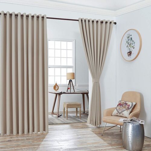 WARM HOM DESIGNS Extra Large Room Divider Curtains with 2 Matching Tie-Backs.