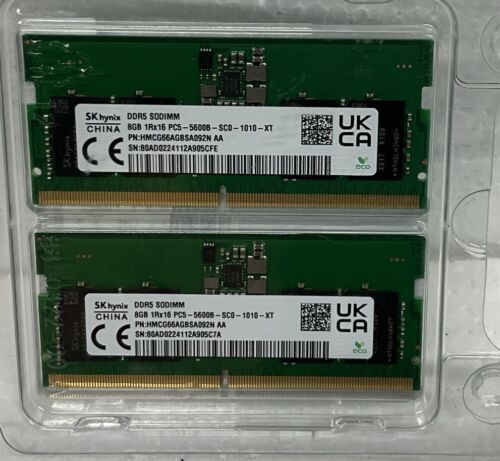 SK Hynix 16GB(2 X 8GB)1RX16 PC5-5600B-SC0-1010-XT KIT OF Laptop MEMORY