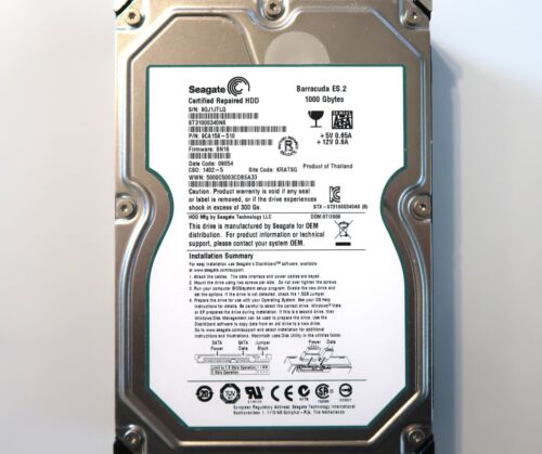 Seagate ST31000340NS 9CA158-510 SN16 (9QJ1) KRATSG Thailand 3.5″ 1TB Sata 2008