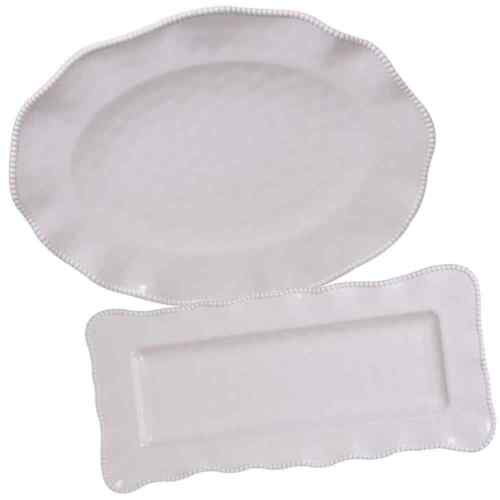 Perlette Cream 2-Piece Multi-Colored Platter Set