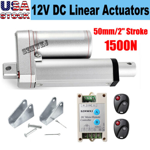 Heavy Duty 2″ inch Linear Actuator 1500N 330LB Max Lift 12V DC Electric Motor CL