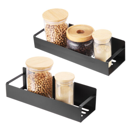 4pcs Magnetic Spice Rack Organizer for Refrigerator, Black