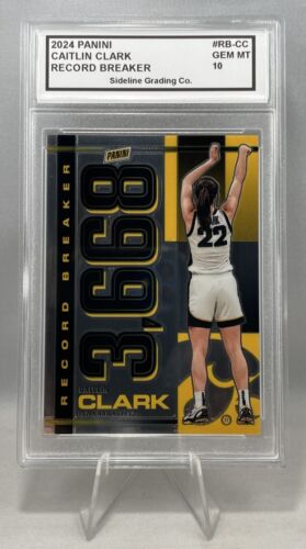 Caitlin Clark Graded Gem Mint 10 2024 Panini Record Breaker NCAA All Time Record