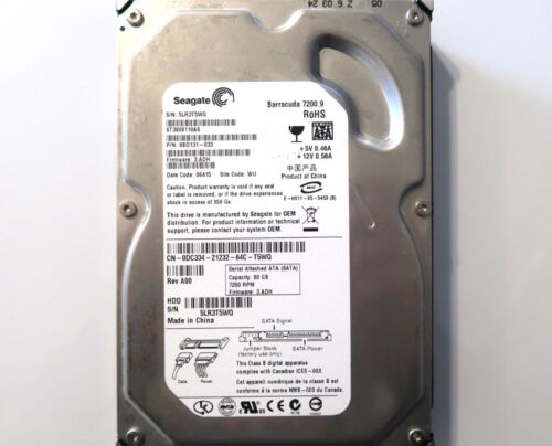 Seagate ST3808110AS 9BD131-033 3.ADH (5LR3) WU China 80gb 3.5″ Sata HDD 04/2006