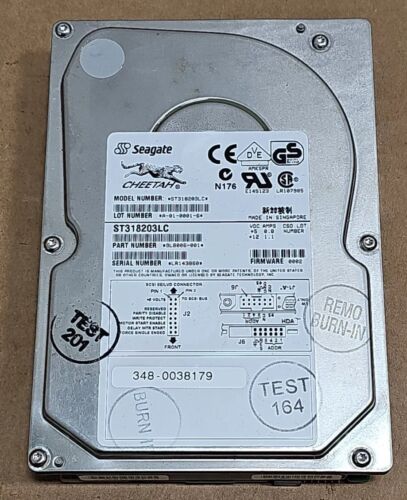 SEAGATE ST318203LC 18GB SCSI 80PIN SCA-2 HOT-SWAP SCSI LVD U160 HARD DRIVE.