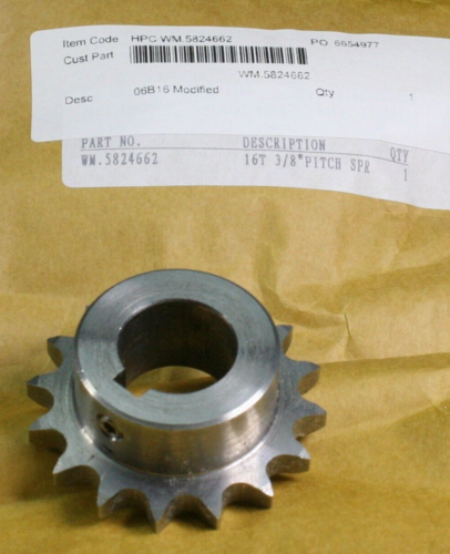 One (1) HPC 06B16 Sprocket 16 Teeth 3/8″ Pitch GOSS WM.5824662 NEW